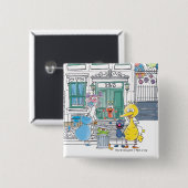 Badge Carré 5 Cm Sesame Pals Doodley Graphisme (Devant & derrière)