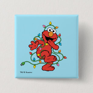 Badge Carré 5 Cm Sesame Street   Lumières de Noël d'Elmo
