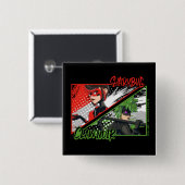 Badge Carré 5 Cm Shadybug et Noir glacé (Devant & derrière)