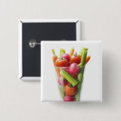 Badge Carré 5 Cm Shaké de légumes crus (Devant & derrière)