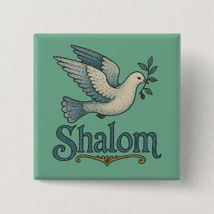 Badge Carré 5 Cm Shalom Colombe Paix Terre