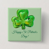 Badge Carré 5 Cm Shamrock St. Patrick's Day Button (Devant)