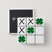 Badge Carré 5 Cm Shamrock Tic Tac Toe (Devant & derrière)