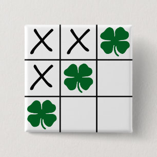 Badge Carré 5 Cm Shamrock Tic Tac Toe