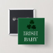 Badge Carré 5 Cm Shamrocks vert foncé (Devant & derrière)