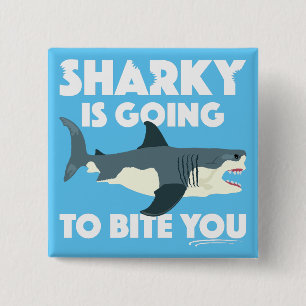 Badge Carré 5 Cm Sharky Va Vous Bite Design - Bouton Carré