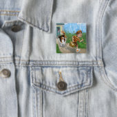 Badge Carré 5 Cm Sheldon et Davie Adventure (En situation)