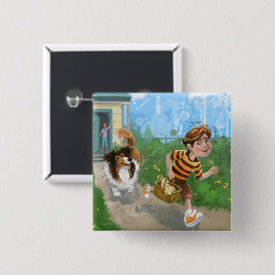 Badge Carré 5 Cm Sheldon et Davie Adventure