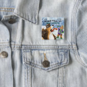 Badge Carré 5 Cm Sheldon le Sheltie (En situation)