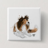 Badge Carré 5 Cm Sheldon the Sheltie (Devant)