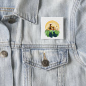 Badge Carré 5 Cm Sheldon the Sheltie (En situation)