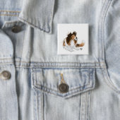 Badge Carré 5 Cm Sheldon the Sheltie (En situation)