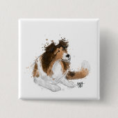 Badge Carré 5 Cm Sheldon the Sheltie (Devant)