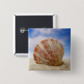 Badge Carré 5 Cm Shell étayé dans le sable (Devant & derrière)