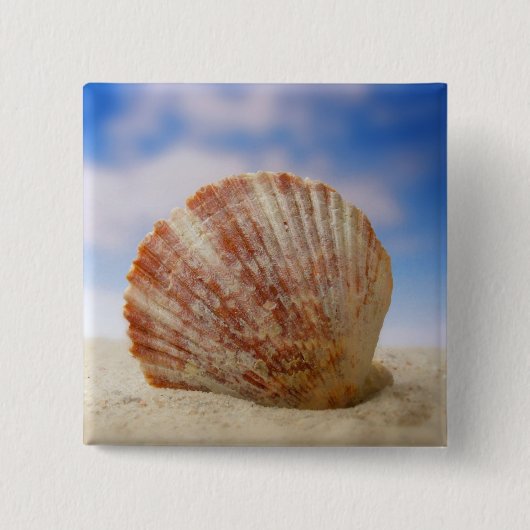 Badge Carré 5 Cm Shell étayé dans le sable (Devant)