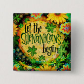 Badge Carré 5 Cm Shenanigans et Shamrocks (Devant)