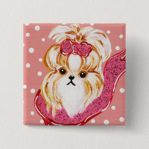 BADGE CARRÉ 5 CM SHIH TZU