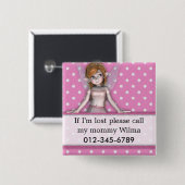 Badge Carré 5 Cm Si je suis bouton perdu (Devant & derrière)