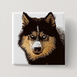 Badge Carré 5 Cm Siberian Husky