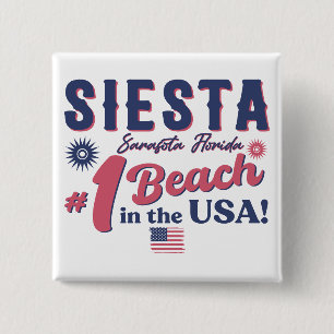 Badge Carré 5 Cm Siesta Key Florida Vintage Souvenir FL Retro Beach