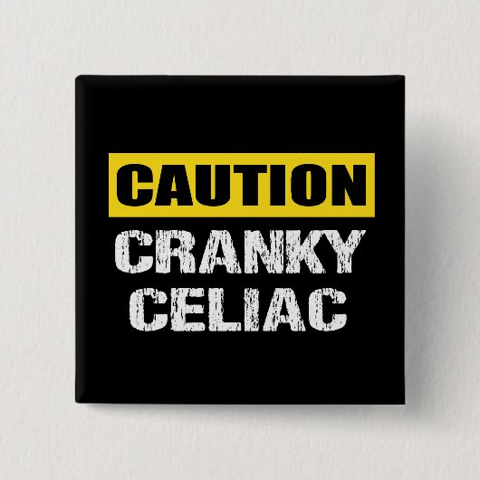 Badge Carré 5 Cm Signal d'avertissement Cranky Celiac (Devant)