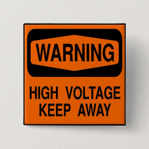 Badge Carré 5 Cm signal haute tension