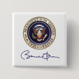 Badge Carré 5 Cm Signature du Président Barack Obama