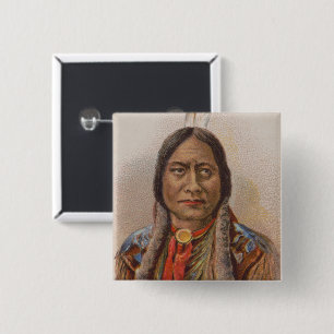 Badge Carré 5 Cm Signaux de fumée : Lakota Indian Chief Sitting Bul
