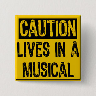Badge Carré 5 Cm Signe de prudence - Vit dans un Jaune/Noir musical