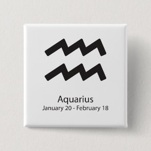 Badge Carré 5 Cm Signe du zodiaque Verseau 20 janvier - 18 février