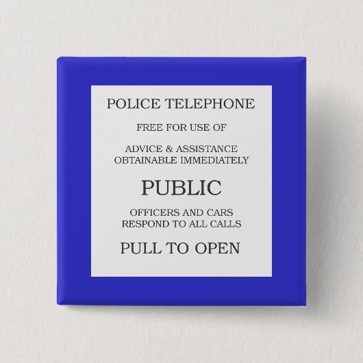 Badge Carré 5 Cm Signe public de cabine téléphonique (Devant)