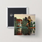 BADGE CARRÉ 5 CM SIGNES D'ANNIVERSAIRE ZODIAC / AQUARIUS (Devant & derrière)