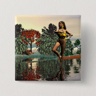 BADGE CARRÉ 5 CM SIGNES D'ANNIVERSAIRE ZODIAC / AQUARIUS