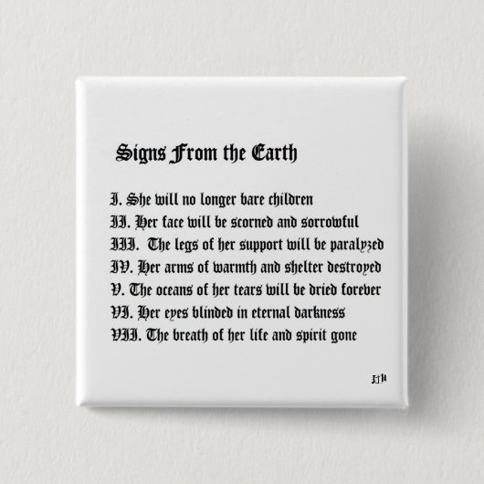 Badge Carré 5 Cm Signes De La Terre (Devant)