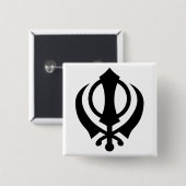 Badge Carré 5 Cm Sikh Khanda (Devant & derrière)