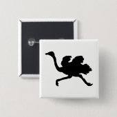 Badge Carré 5 Cm Silhouette d'autruche (Devant & derrière)