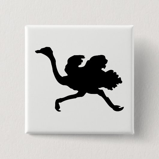 Badge Carré 5 Cm Silhouette d'autruche (Devant)