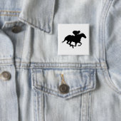 Badge Carré 5 Cm Silhouette de cheval de course (En situation)
