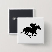 Badge Carré 5 Cm Silhouette de cheval de course (Devant & derrière)