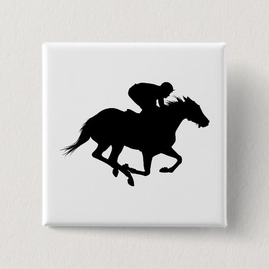 Badge Carré 5 Cm Silhouette de cheval de course (Devant)