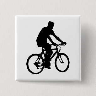 Badge Carré 5 Cm Silhouette de cycliste