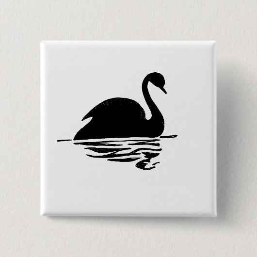 Badge Carré 5 Cm Silhouette de cygne noir (Devant)