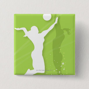 Badge Carré 5 Cm Silhouette de deux femmes jouant au volleyball