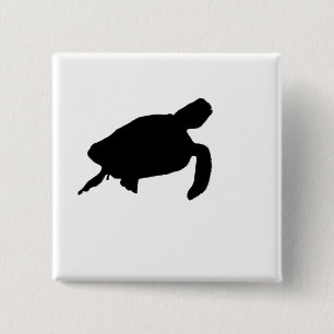 Badge Carré 5 Cm Silhouette de la tortue de mer