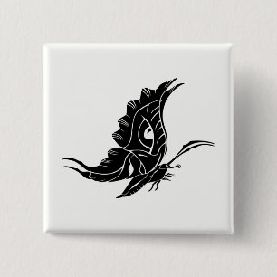 Badge Carré 5 Cm Silhouette de Papillon