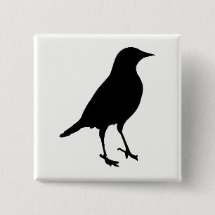 Badge Carré 5 Cm Silhouette des oiseaux