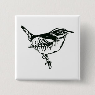Badge Carré 5 Cm Silhouette des oiseaux