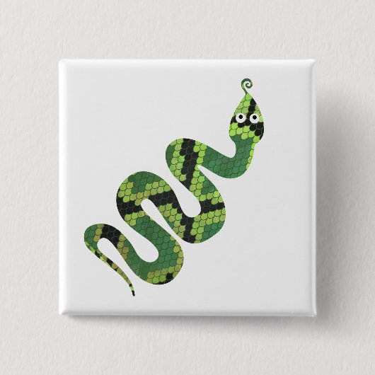 Badge Carré 5 Cm Silhouette d'impression en noir et vert serpent (Devant)