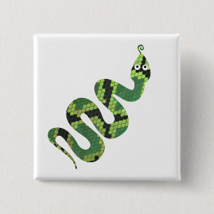 Badge Carré 5 Cm Silhouette d'impression en noir et vert serpent