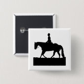 Badge Carré 5 Cm Silhouette du cheval (Devant & derrière)